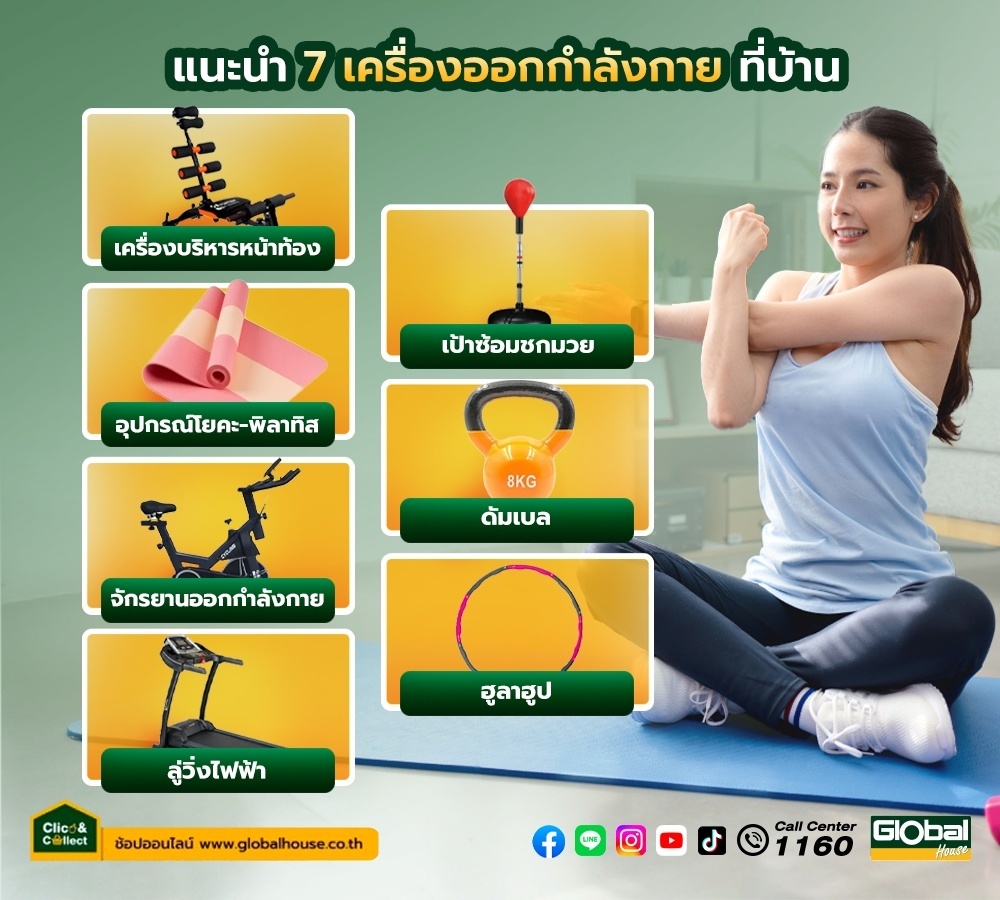 อินโฟกราฟิกแนะนำอุปกรณ์ออกกำลังกายที่บ้าน